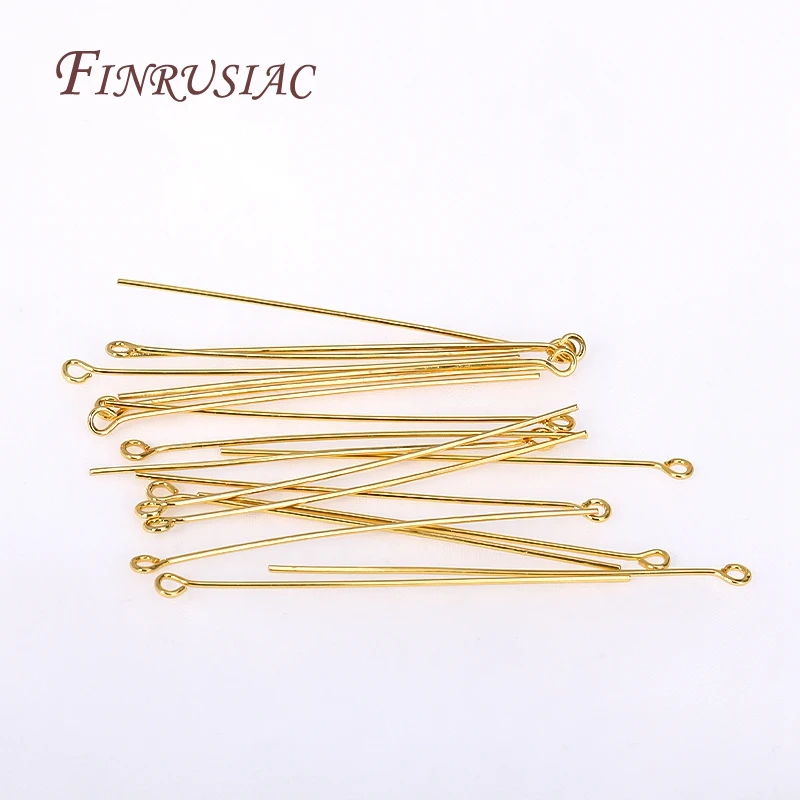 DIY Beading Jewelry Supplies 50 Pcs/lot 18K Gold Plated Eye Pins,16/18/20/26/30/40/50mm Eye Pins For Jewellery Making Findings