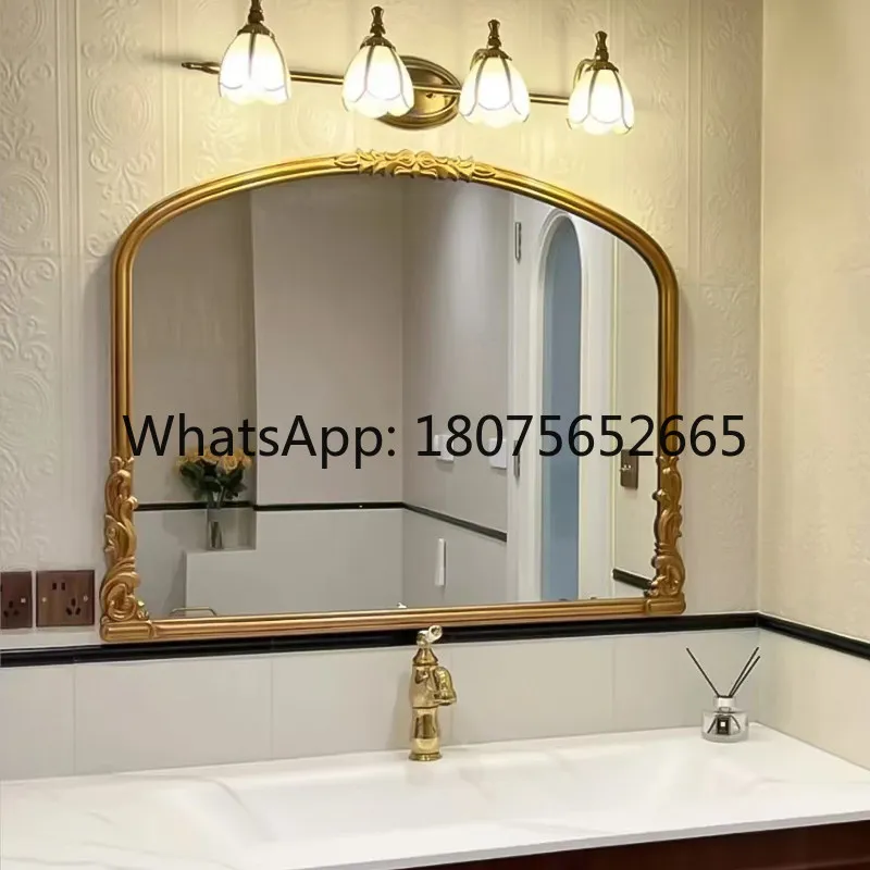 Retro bathroom mirror Wall-mounted entrance entrance fireplace decoration Bedroom countertop vanity mirror