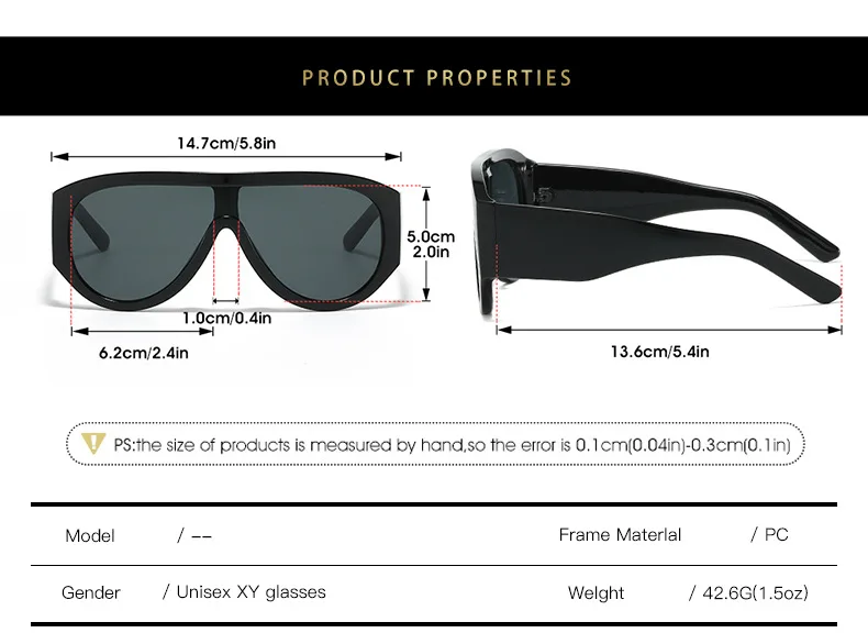Luxus Pilot Sonnenbrille Frauen Marke Design One Piece Shades Großen Rahmen Sonnenbrille Gelbe Linse Brillen Weibliche Shades – Detail 4