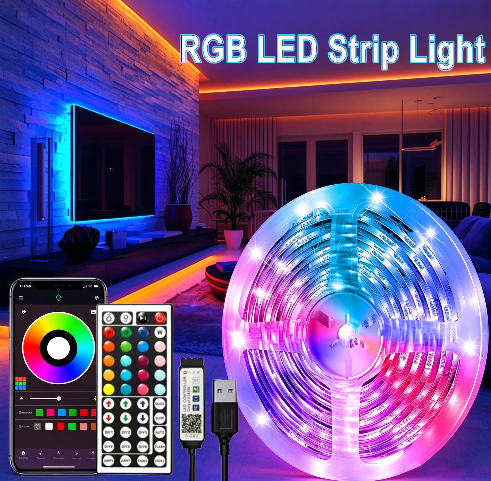 RGB Led Strip For Room 5V USB Led Lights with APP Control Flexible Ribbon Luces Led Tape for Bedroom Decoration