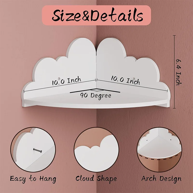 Cloud Shape Storage Rack for Kids Bedroom Living Room Creative Triangular Shelf Organizer Decorative Kids' Cloud Shelf