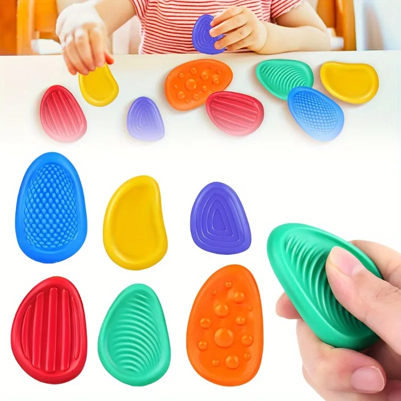 6PCS Mix New Fidget Toys Adults Sensory Silicone Stone 6 Pack Textured for Autism Kids Calming Down Fidget Stress Relief Toys