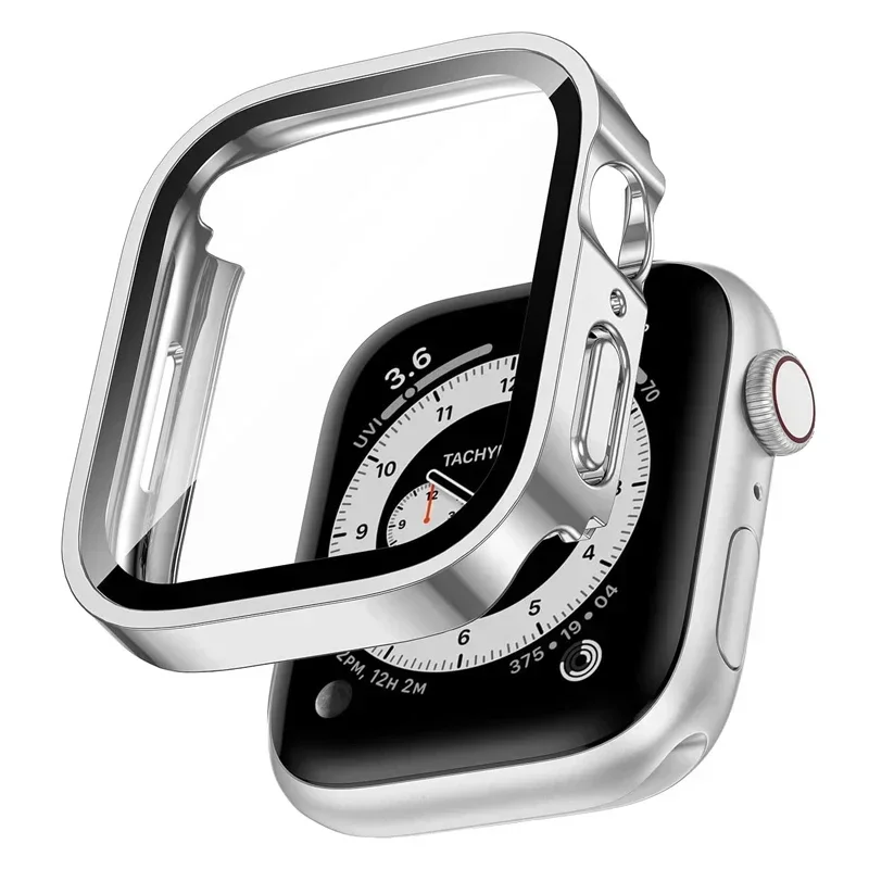 Cover For Apple Watch Case series 9 8 7 6 5 4 se 45mm 44mm 40m 41mm Tempered Glass Screen Protector Apple watch band accessories