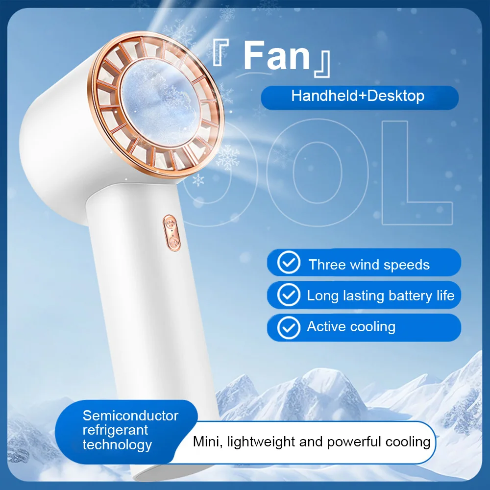 Hand Fan Air Cooler Outdoor Semiconductor Refrigeration Cooling Portable USB Rechargeable Cold Fan