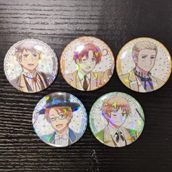 Hetalia: Axis Powers Anime Figure Feliciano Vargas Ludwig Metal Laser Badge Character Arthur Kirkland Cute Pins Christmas Gift