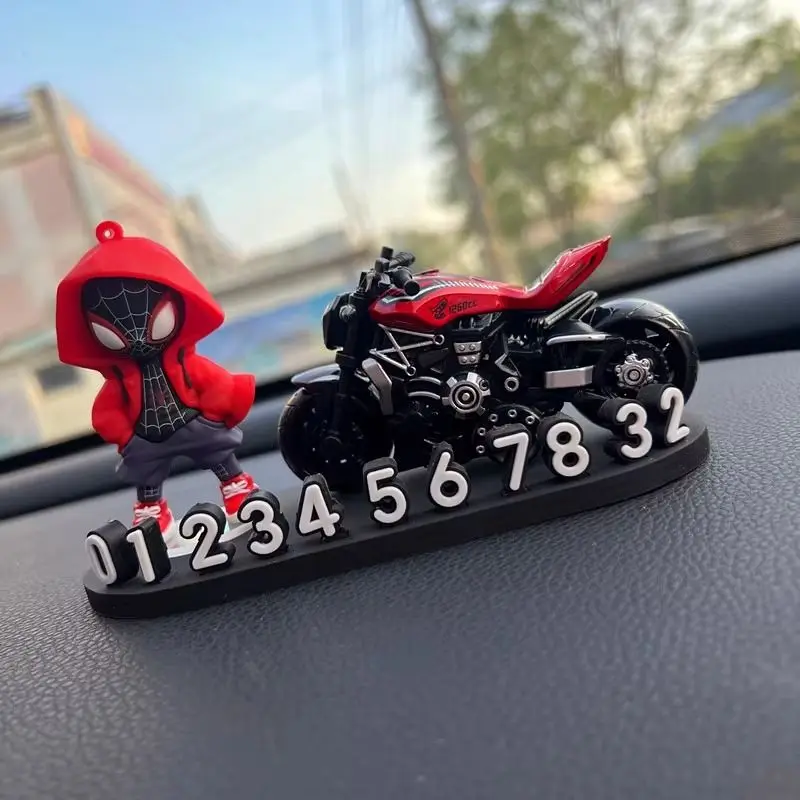 Marvel Spiderman's new fashionable and cool cartoon anime peripheral car temporary parking number plate decorative ornaments