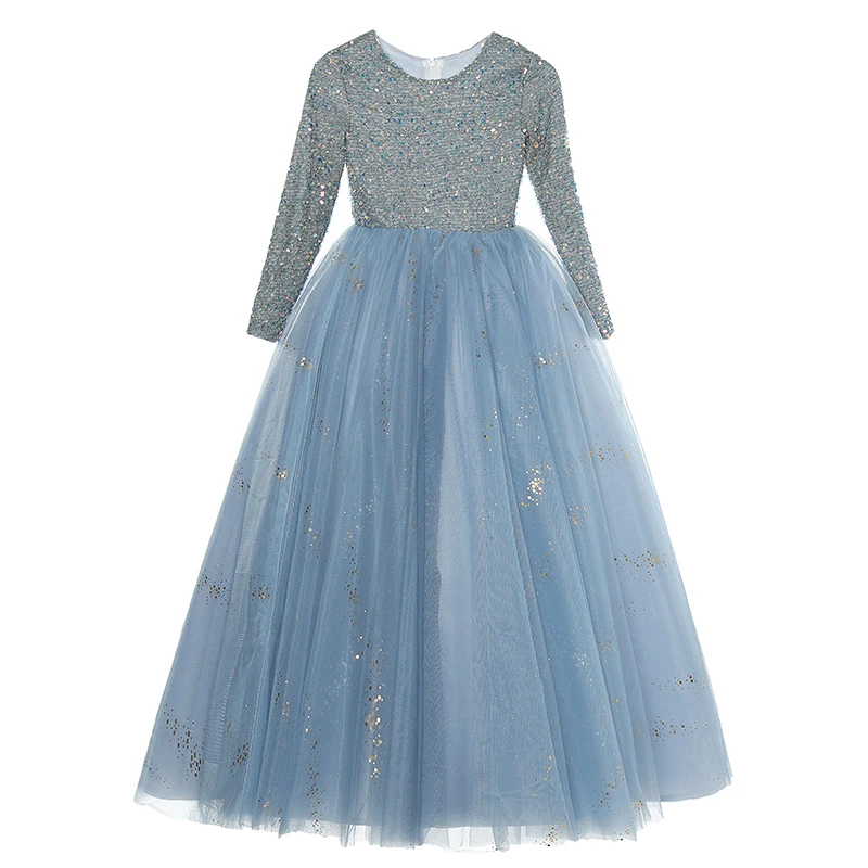 Robe de demoiselle d'honneur en tulle pour filles, robe de reconstitution historique de princesse, demoiselle d'honneur junior élégante, fête d'anniversaire, première communion interdite