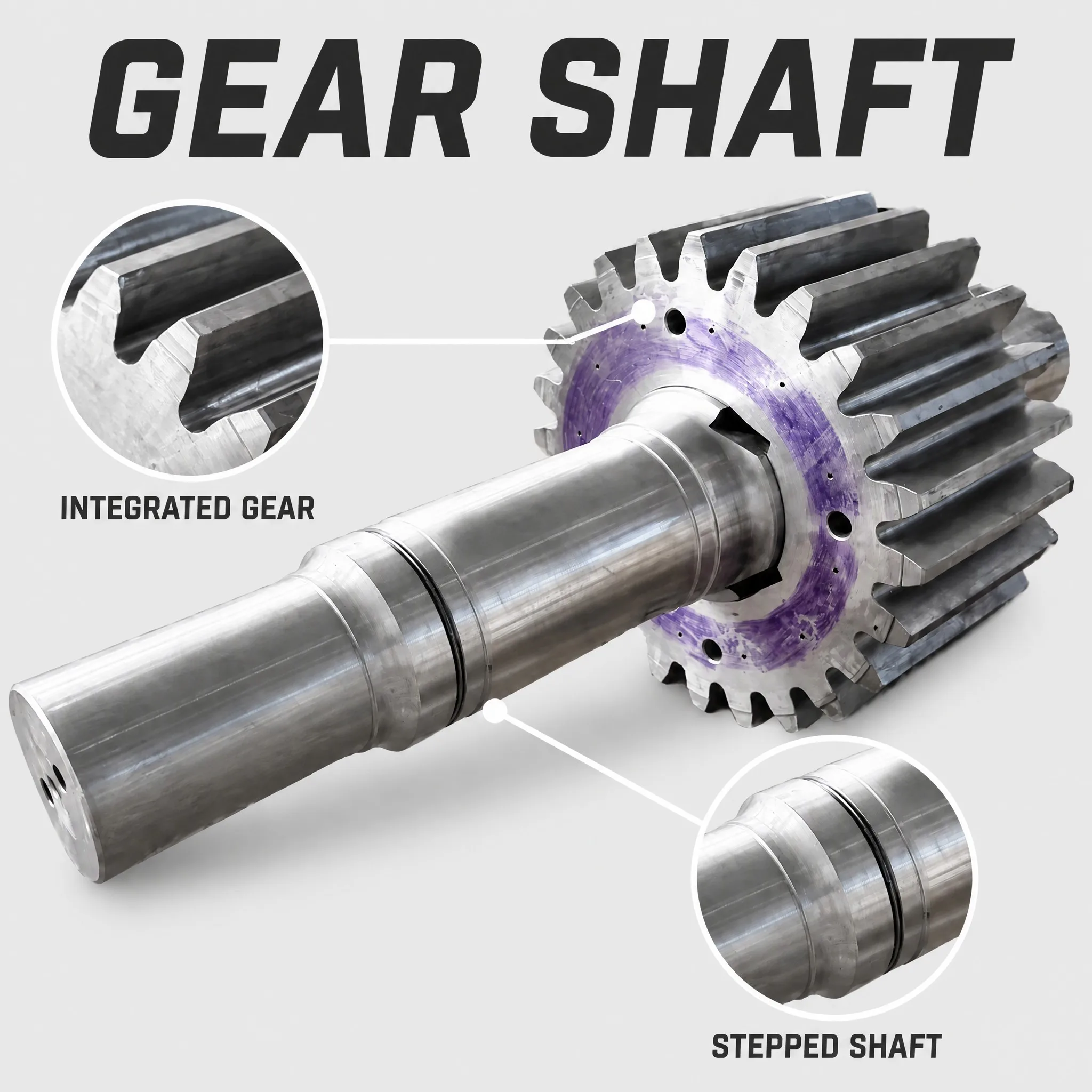 Spur Gear Shaft Pinion Shaft Stepped Steel Shaft Keyway Custom Machined Gearbox Reducer Transmission Drive 1.5 Year Warranty
