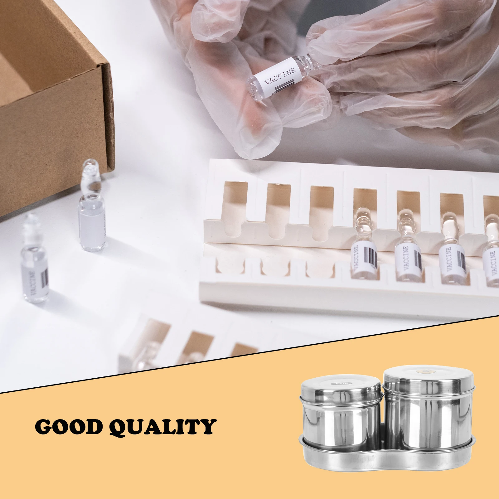 

1 set Stainless Steel Cotton Jar 3PCS Fluid Specimen Storage Container Leak Proof Polished Stackable for Hospital