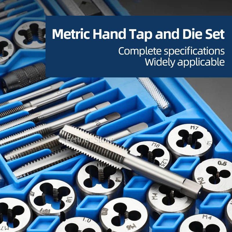 Hand Tap And Die Set with Handle for Thread Repair Rethreading Screws Combination Tool Kit Manual Socket Wrench Thread Repair