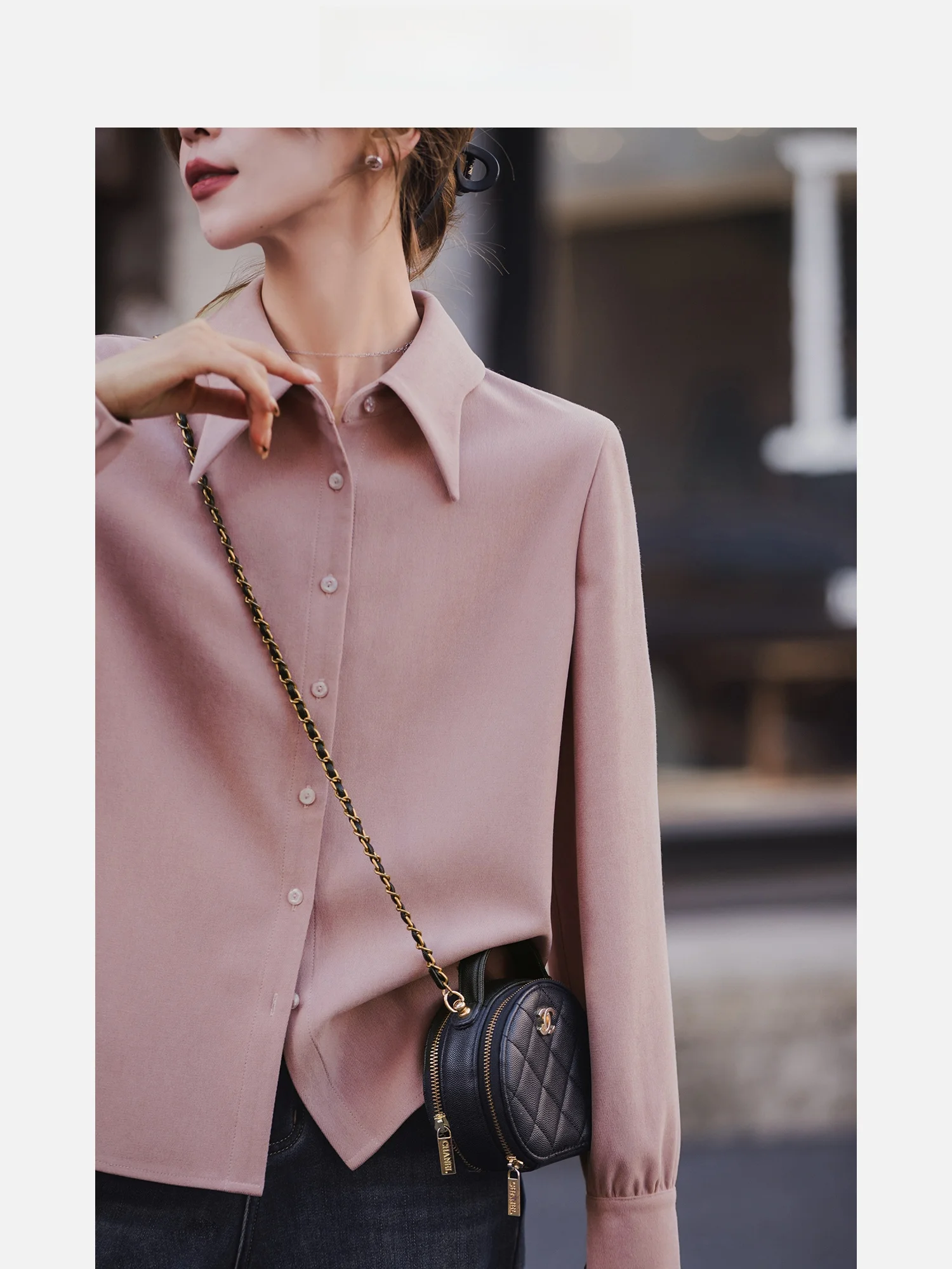 

Busin Casual Women's Pink irt Commute Versatile Inner Wear Top Ele Sle Straight Cut Polyester Fiber ort Length