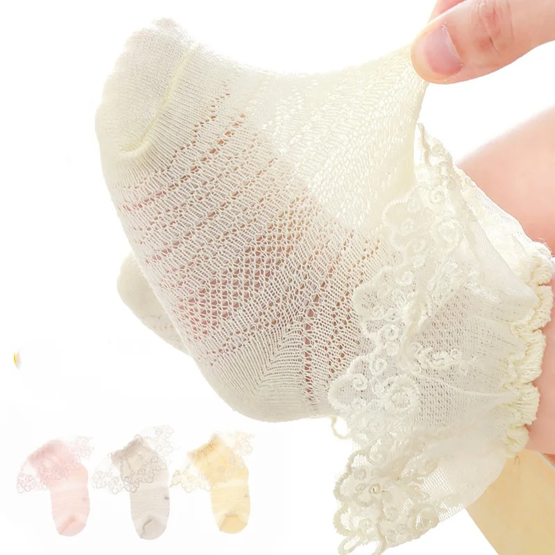 High Quality New Summer Mesh Lace Socks For Children White Princess School Socks For Girls Pure Cotton Lace Baby Lace Socks