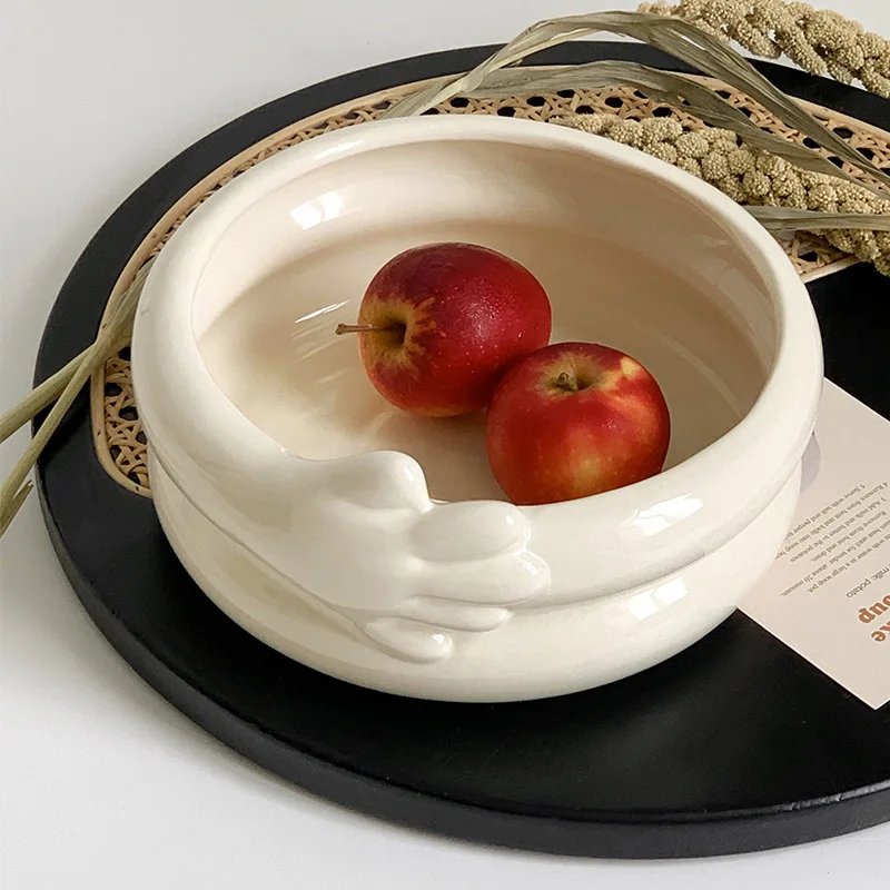 Ins Hug Me Ceramic Fruit Plate Modern Simple Nordic Style Snack Tray Desktop Ornament Storage Bowl Home Decoration