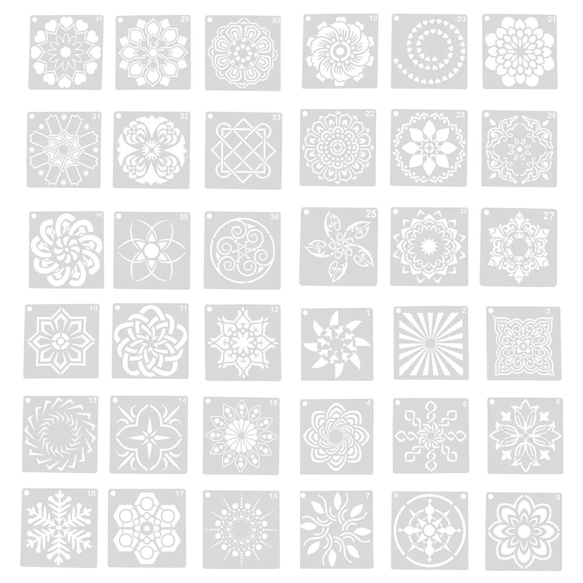 

36 PCS Creative Mandala Drawing Stencils Hollow Out Stencils DIY Hollow Mandala Stencils for Wall Cabinet Painting (White)