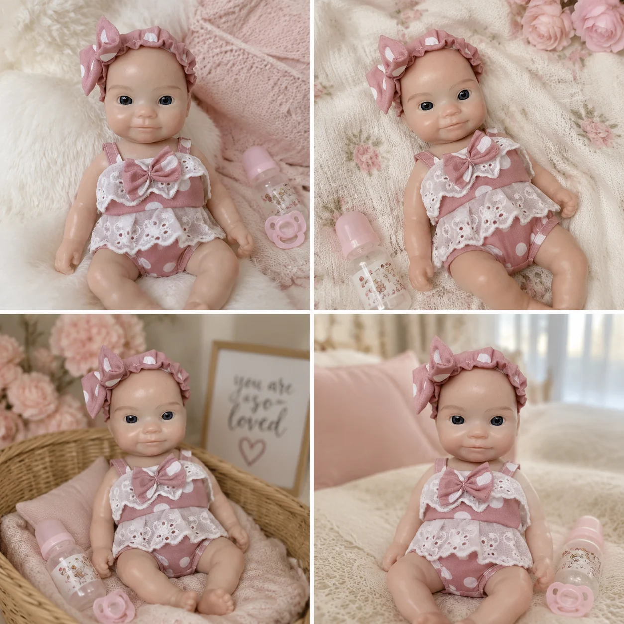 10 Inch Maddie Full Silicone Reborn Baby Doll Simple Hand Painted Finished Bald Head Lifelike Collectible Gift
