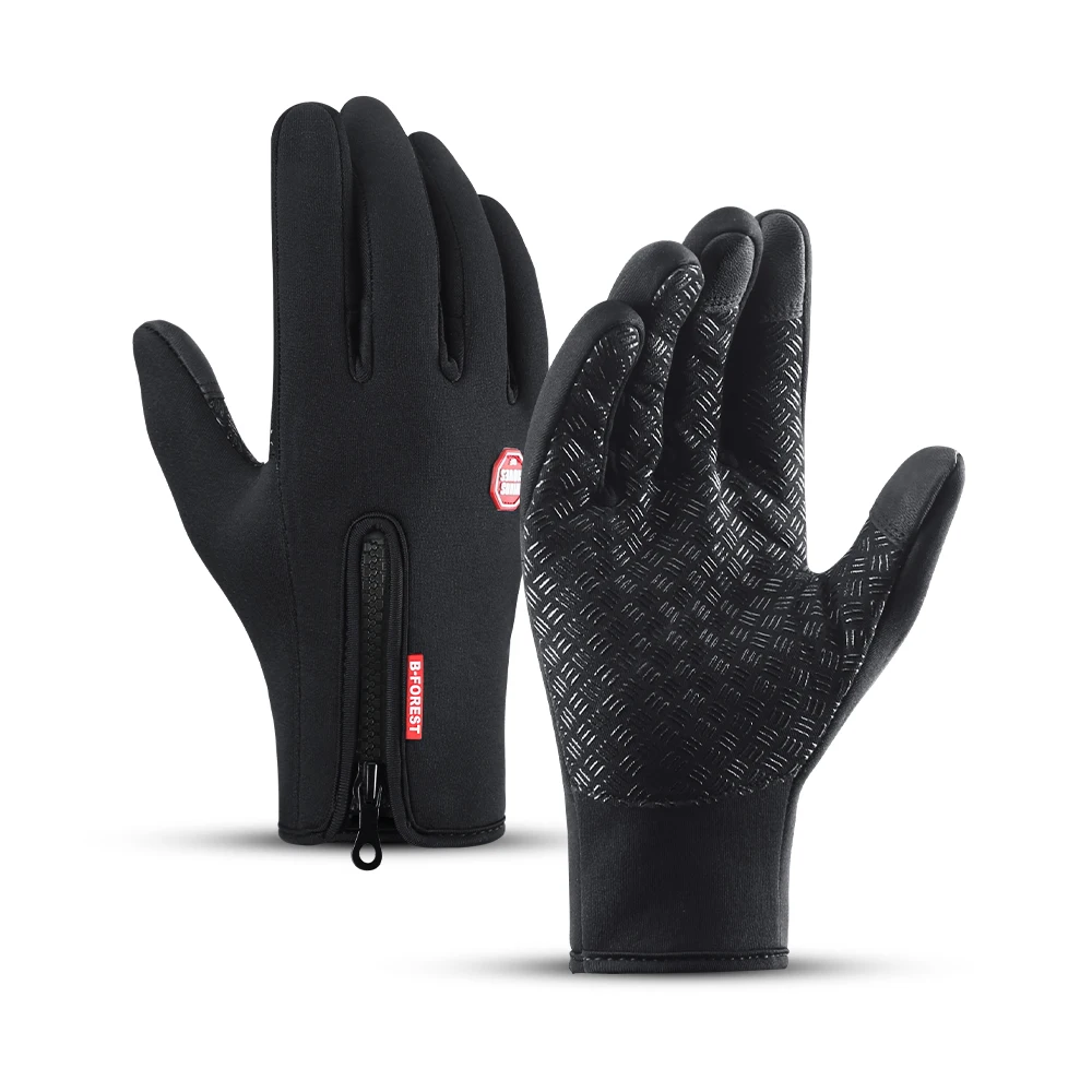 Guanti da moto autunno inverno antivento antiscivolo touchscreen in pile tenere al caldo per guanti da lavoro uomo sportivo bici sci nero