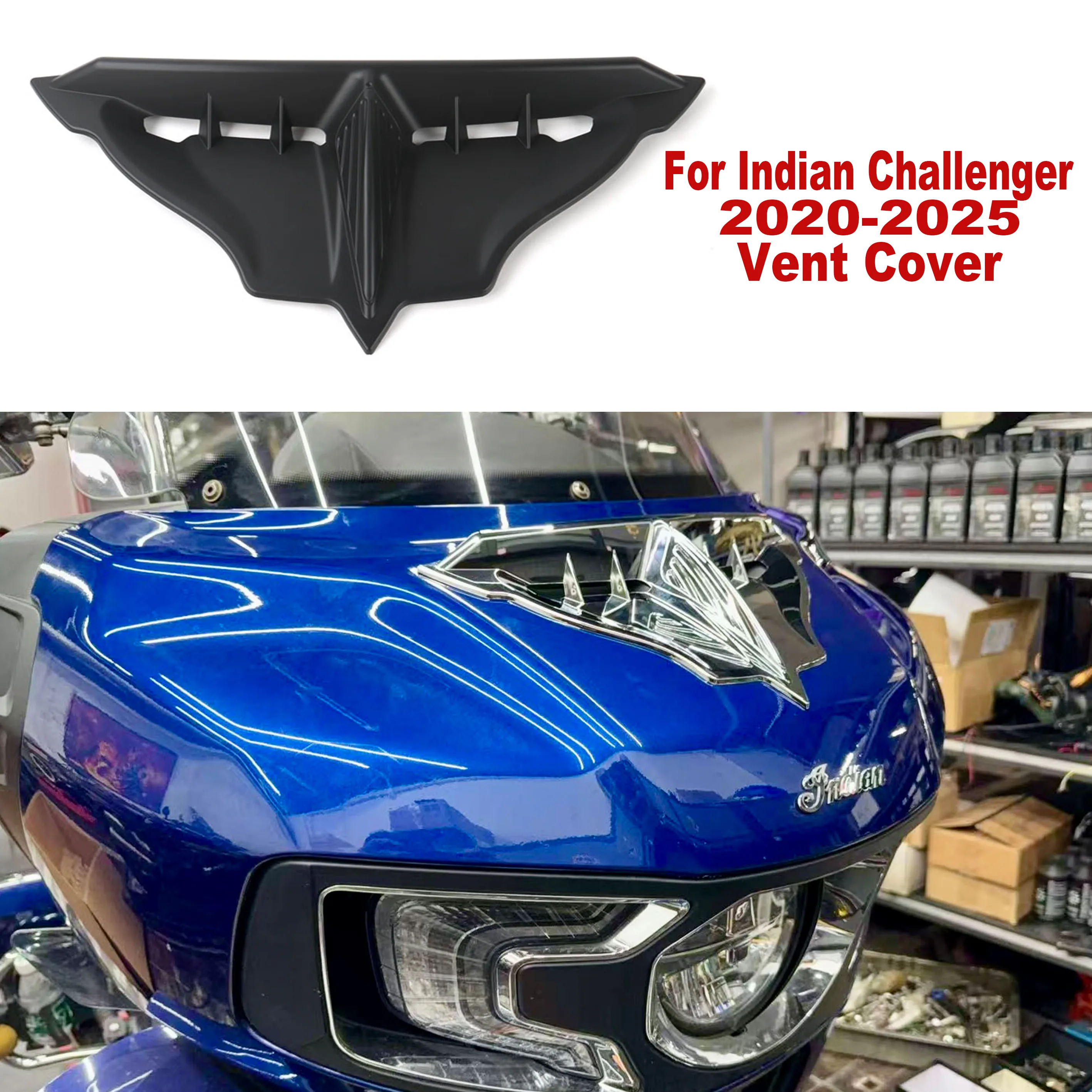 

For Indian Pursuit/Challenger Motorcycle Front Fairing Vent Cover ABS Black Accessories Replacement Parts Easy Installation ABS