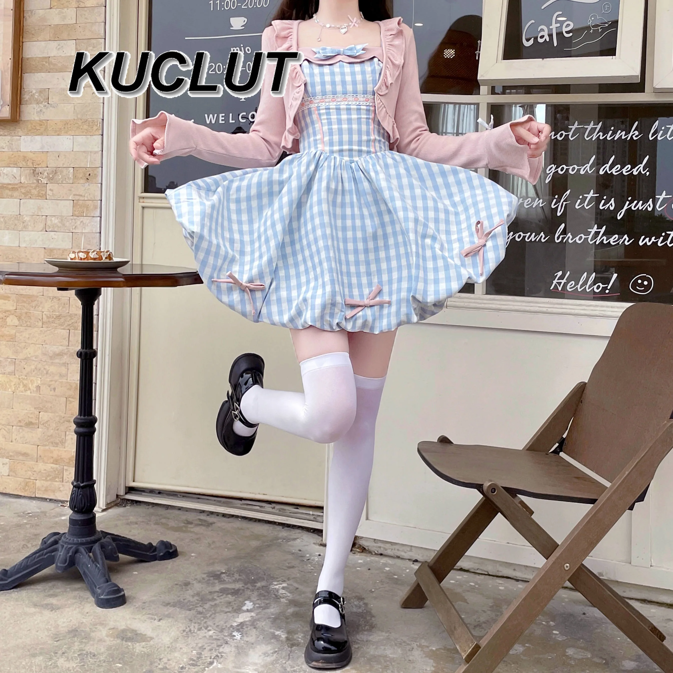 

Sweet Princess Style Sweet and Cute Bow Bud Dress 2025 Summer Stacked Pink Knitted Cardigan Top Strap Dress Two-piece Suit Women