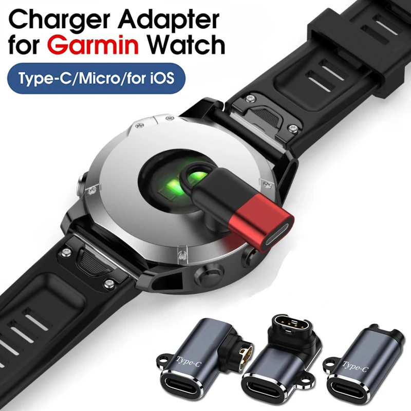 Typ-C / Micro-USB / iOS-Buchse auf 4-Pin-Ladeadapter für Garmin Fenix 7 7S 7X 6 6S 6X 5S 5X Venu 2 2S Uhren-Ladegerät-Konverter