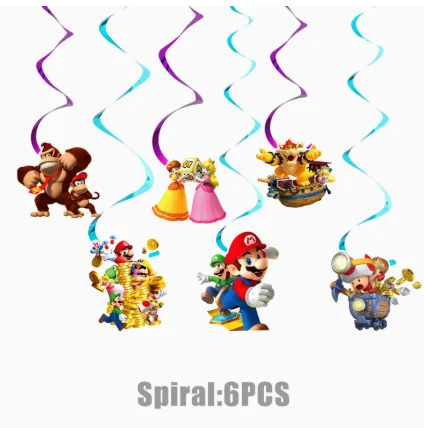 Mario Complete Birthday Party Supplies Set Galaxy Mario Themed Decor Kit with Banner Balloons Tableware Cake Toppers for Kids image 3