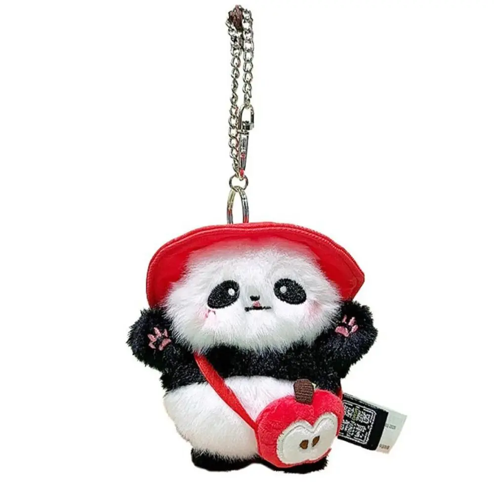 Breloczek do kluczy Candy Color Plush Panda Pendant Cute Expression Pluszowa lalka Panda Pluszowy brelok do kluczy z torbą Kreatywne prezenty urodzinowe