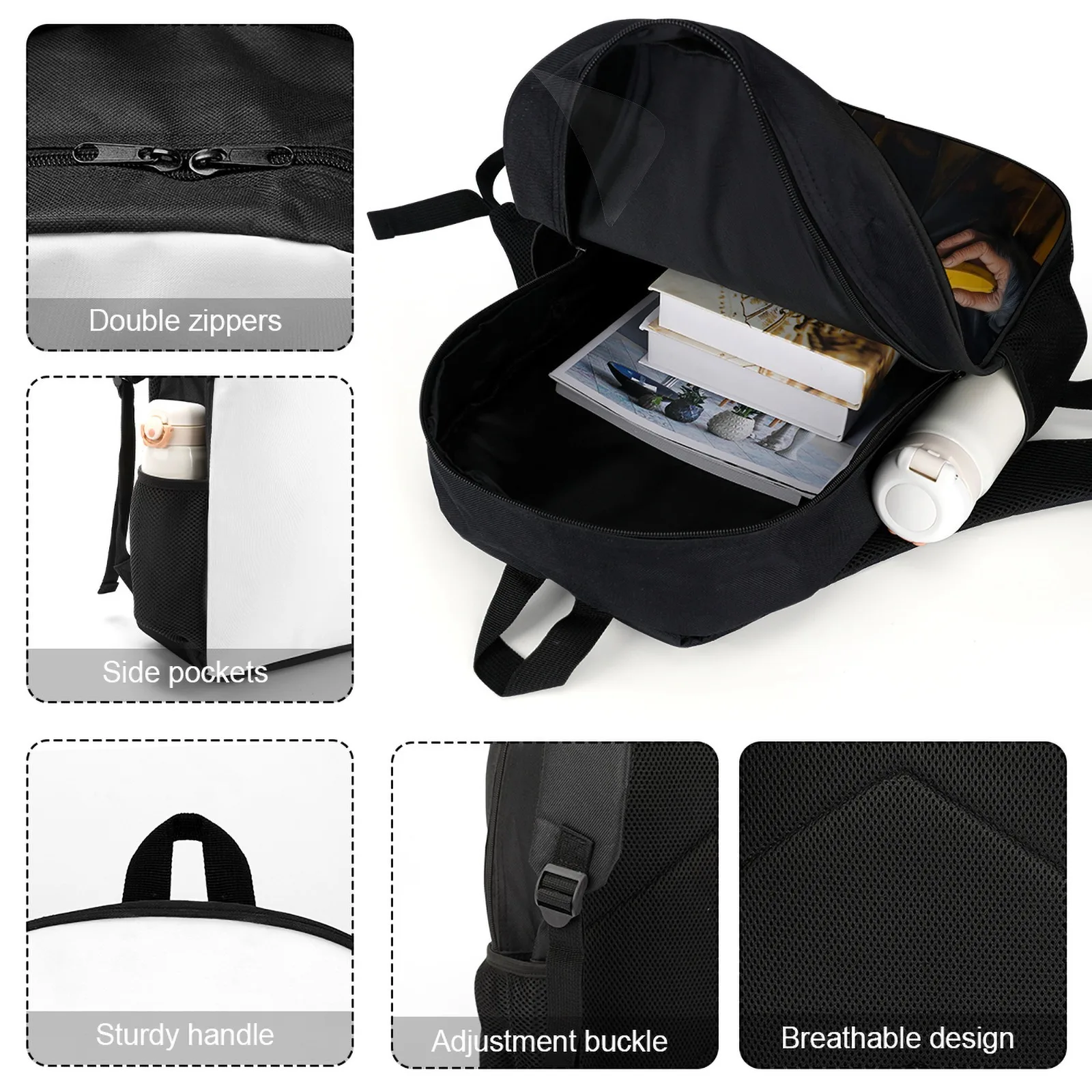 يرتدي الموز القرود Mochila Escolar سستة مطبوعة على ظهره حقيبة كتب حقيبة الجامعة امرأة 17 بوصة حقيبة المدرسة