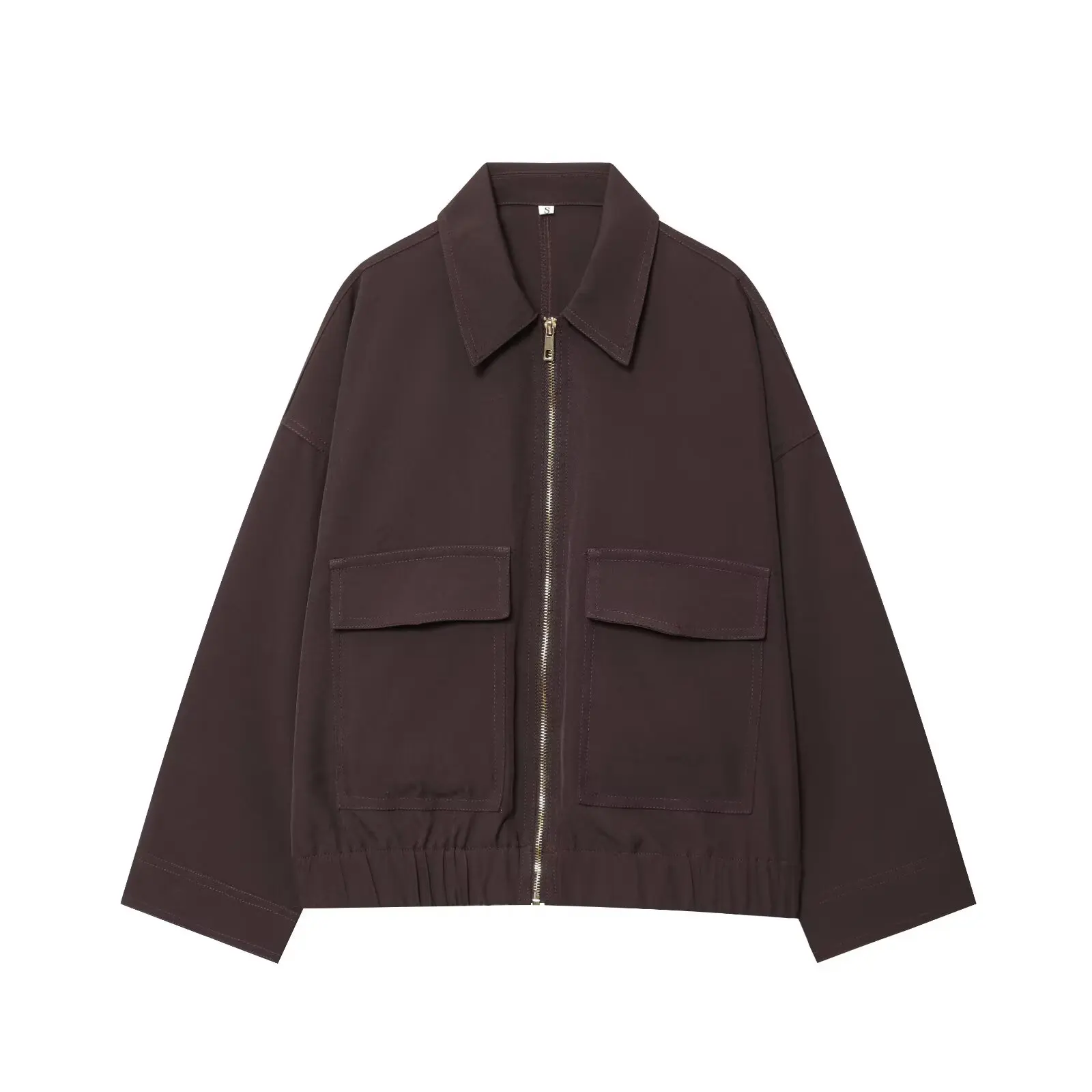 Women's Jacket 2026 Autumn European and American Style Long Sleeve Zipper Pocket Decorative Turn-Down Collar Elegant Parka