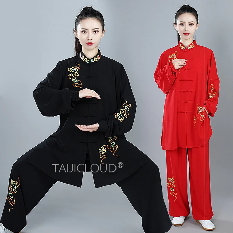 Embroidered Performance Costumes for Women, Tai Chi, Spring and Autumn, New, Martial Arts