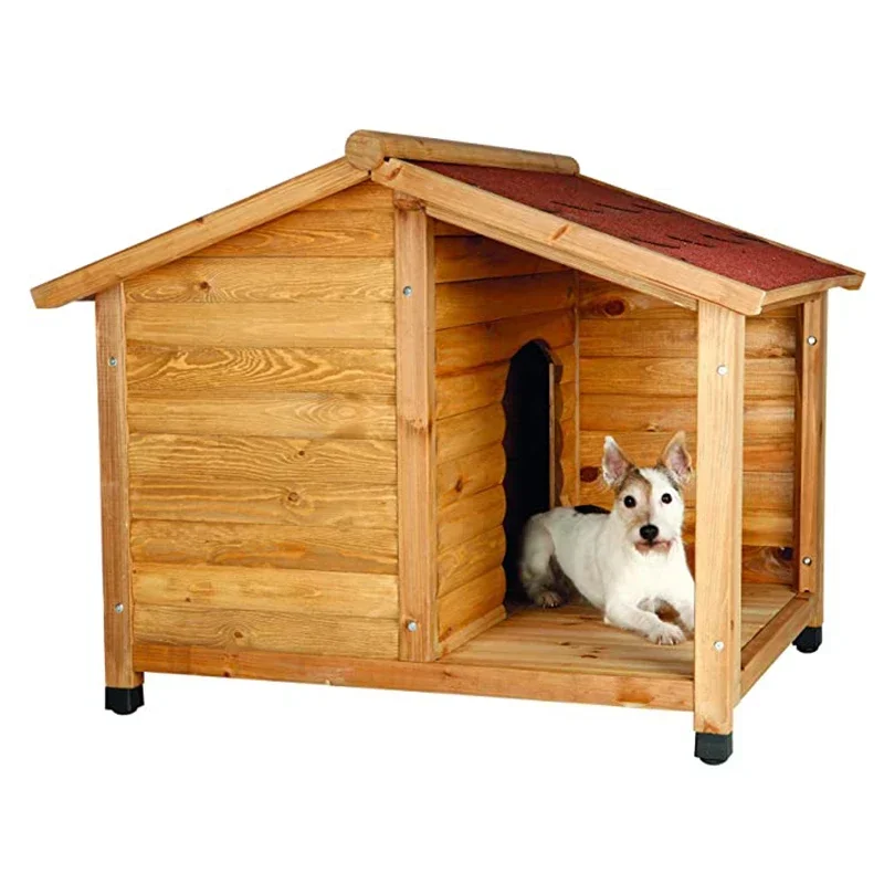 Wooden Pet House Dog Hutch with Spacious Porch & Separate Living Room Wooden Puppy Dog Houses Enclosure for Backyard Patio