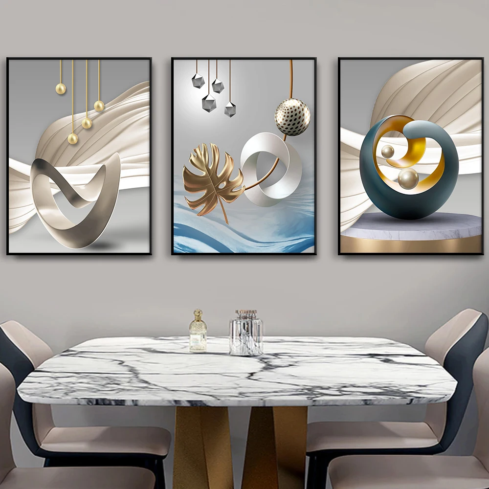 

Modern Geometric Wall Art Canvas Painting Print Luxury Nodic Wall Art Poster Abstract Picture for Living Room Home Decor Cuadros