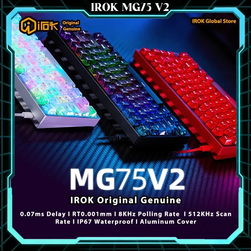 

IROK MG75V2 Magnetic Switch Mechanical Keyboard Hall Effect RT 0.001mm CNC Aluminum Gasket Mount Waterproof RGB Gaming Keyboard