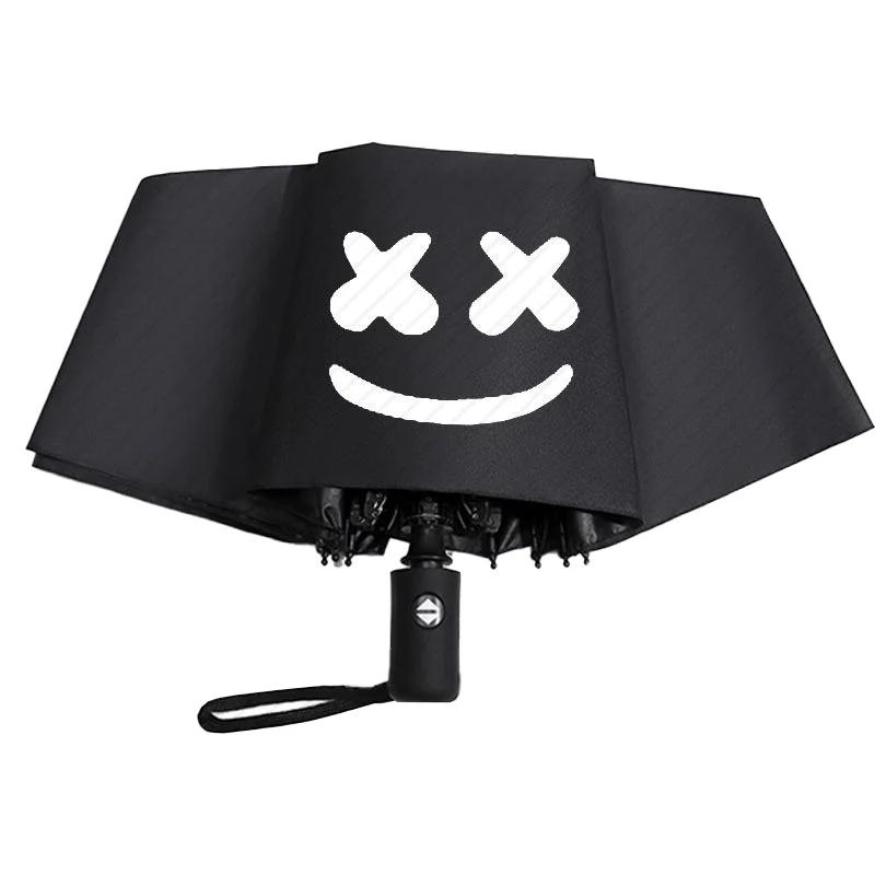 

Черно-белый Marshmello аниме популярный, ветрозащитный, анти-УФ-автоматический компактный зонт от дождя для женщин, мужчин, девочек, мальчиков, детей, подростков