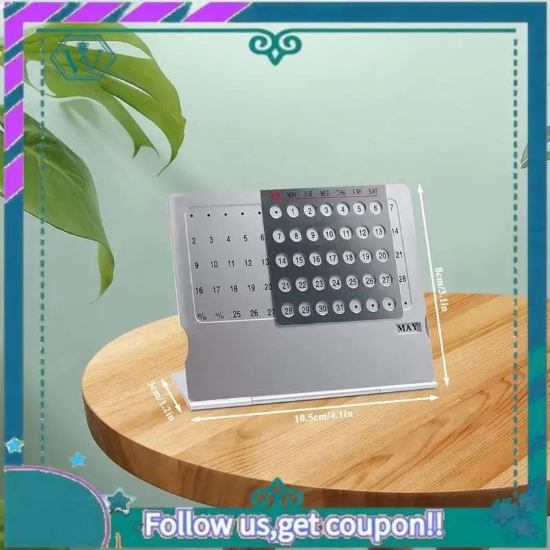 A75Q-2Pack Mini Desk Calendar, Creative-Aluminum Alloy Perpetual Calendar, Adjustable Small Standing Monthly Desktop Calendar