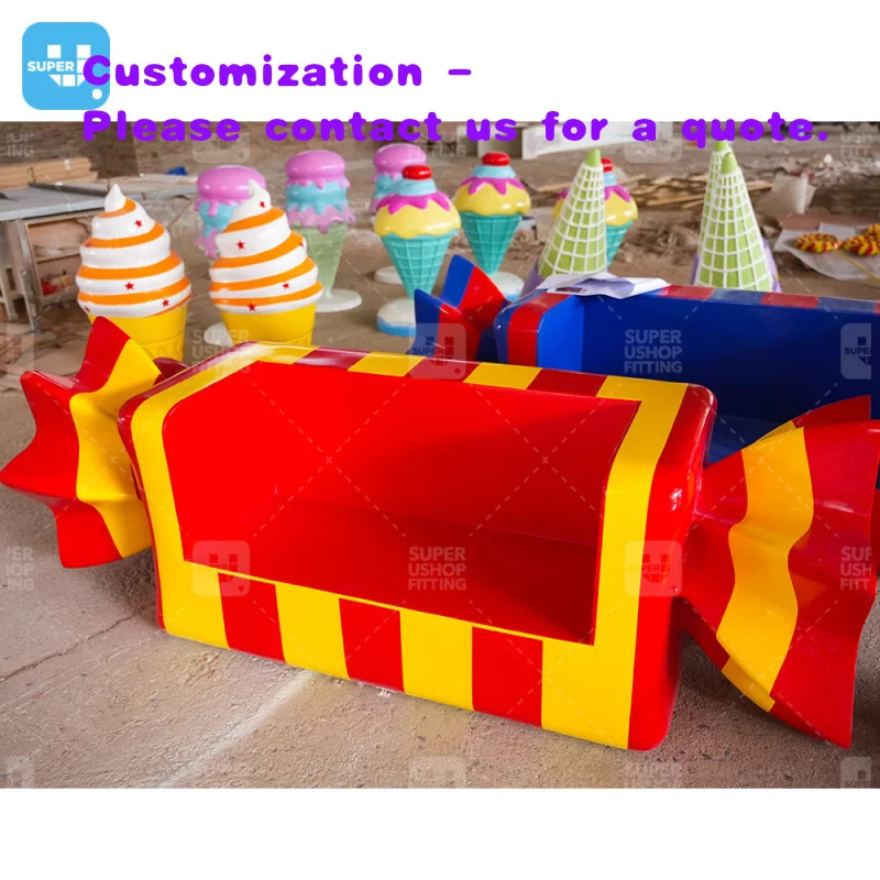 custom.Custom Sweets Party Shop Chair Furniture Resin Snack Sculpture Candy Props Fiberglass Candy Props Store Decora