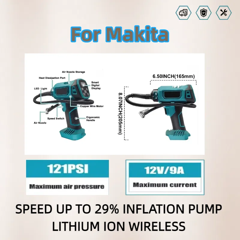 For Makita Handheld Air Compressor 600mm Cordless Portable Electric Air Pump Handheld Air Compressor  For Cars