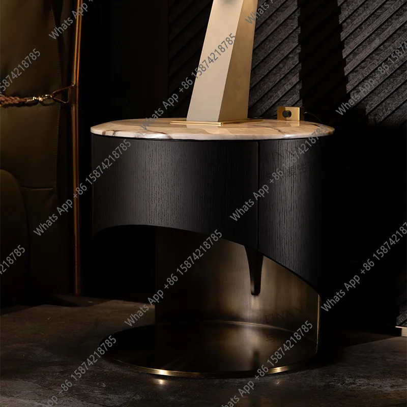 Italian light luxury designer bedside table villa mansion bedroom small apartment light luxury high-end feeling