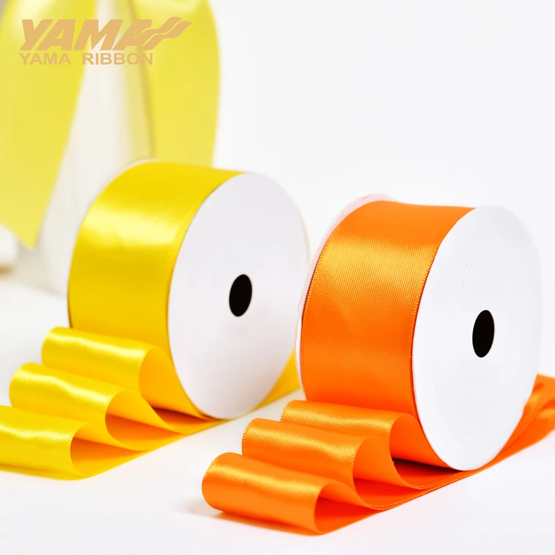 YAMA-Single Face Satin Ribbon, DIY Dress Decoration Ribbons, Yellow Gold, Wholesale, 50mm, 57mm, 63mm, 75mm, 89mm, 100mm, 100 Ya