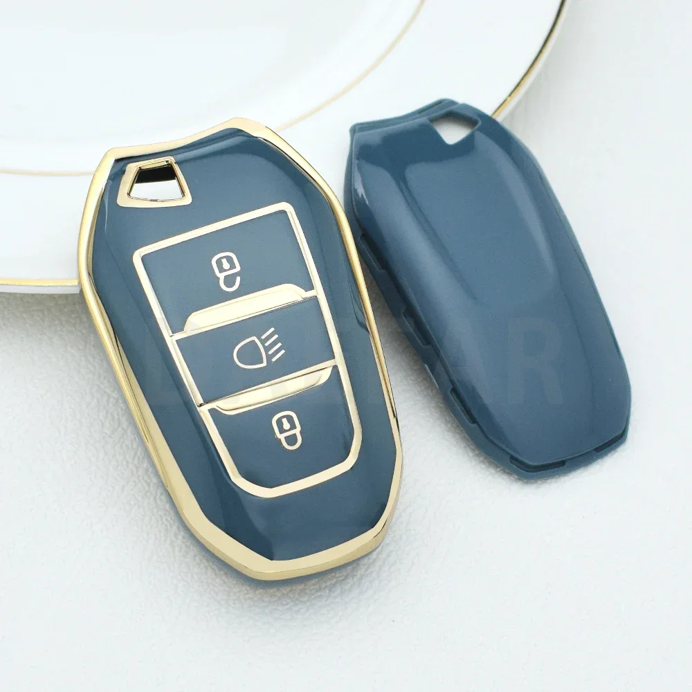 Para peugeot 308 408 508 2008 3008 4008 5008 para citroen c4 c6 C3-XR tpu caso chave do carro capa escudo fob titular acessórios