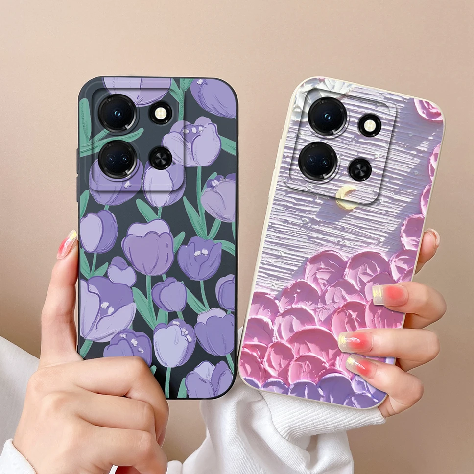 Cases For Infinix Note 30 Pro 30VIP 30i Phone Soft Case Liquid Silicone Anti Slip beautiful Aesthetic Flower Back Covers Fundas