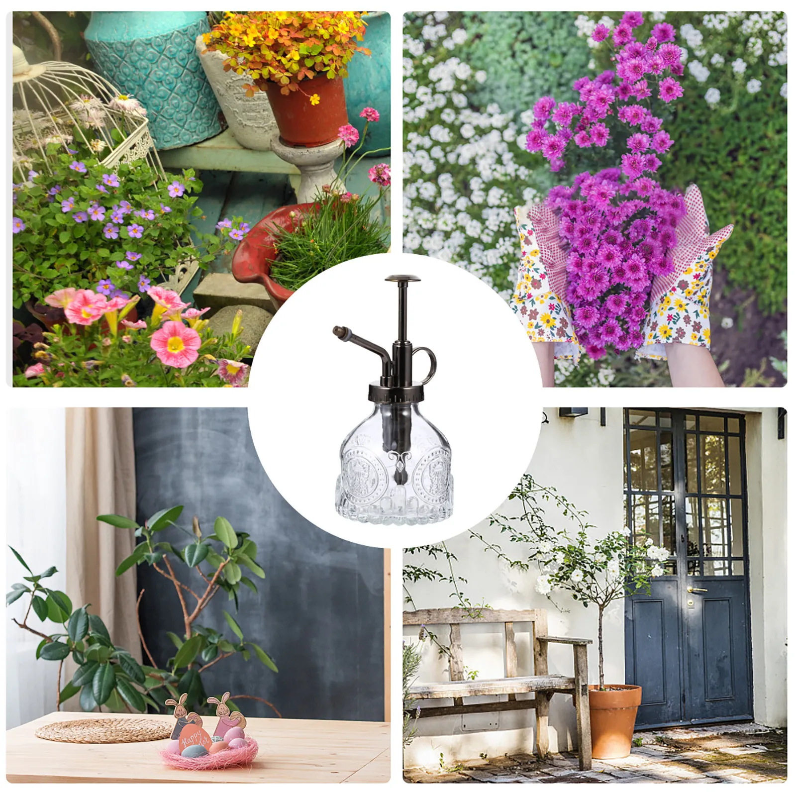 Vintage Embossed Glass Watering Can for Precise Targeted Watering of Small Potted Plants Bonsai Succulents Indoor Outdoor
