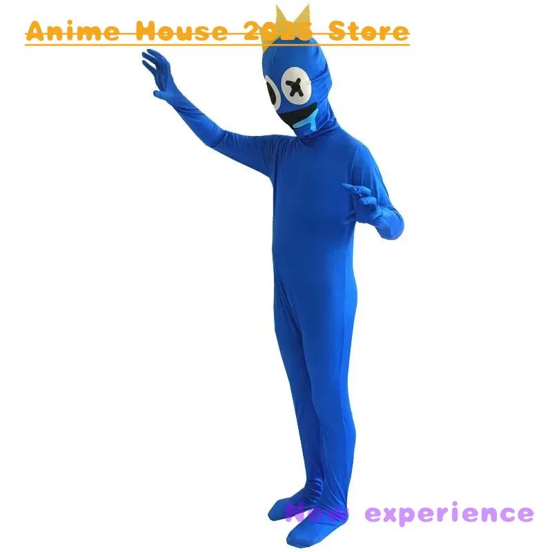 2025 Animation Costume Halloween Rainbow Friends Costume Kids Boys Blue Monster Wiki Cosplay Horror Game Jumpsuit Canival Birthd