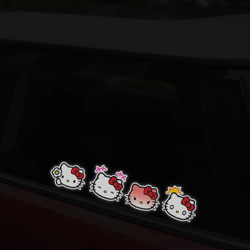 Cute Sanrio K T Electric Car Reflective Stickers Cute Cartoon Hello Kitty Creative Car Battery Body Decoration Stickers