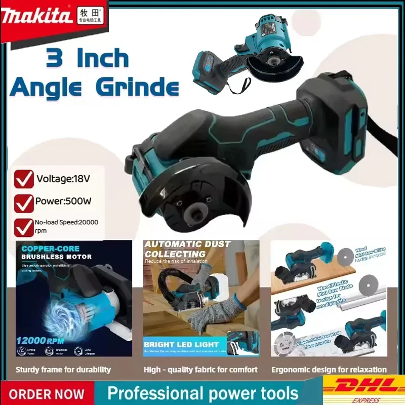 

Беспроводная 3-дюймовая угловая шлифовальная машина Makita, электрическая режущая циркулярная пила, электроинструмент для самостоятельного и профессионального использования