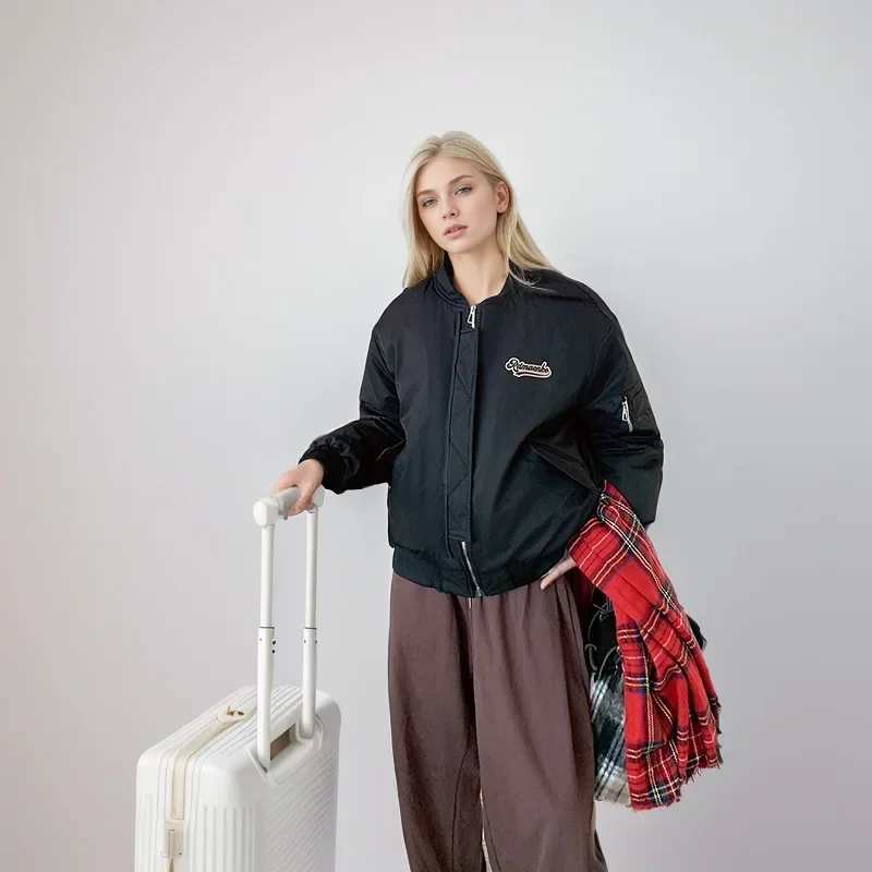 

2025 Women's Winter Bomber Jacket Female Thicken Warm Zipper Baseball Jacket Women's Sweat Cotton Jacket Lady Parkas Coats 2025