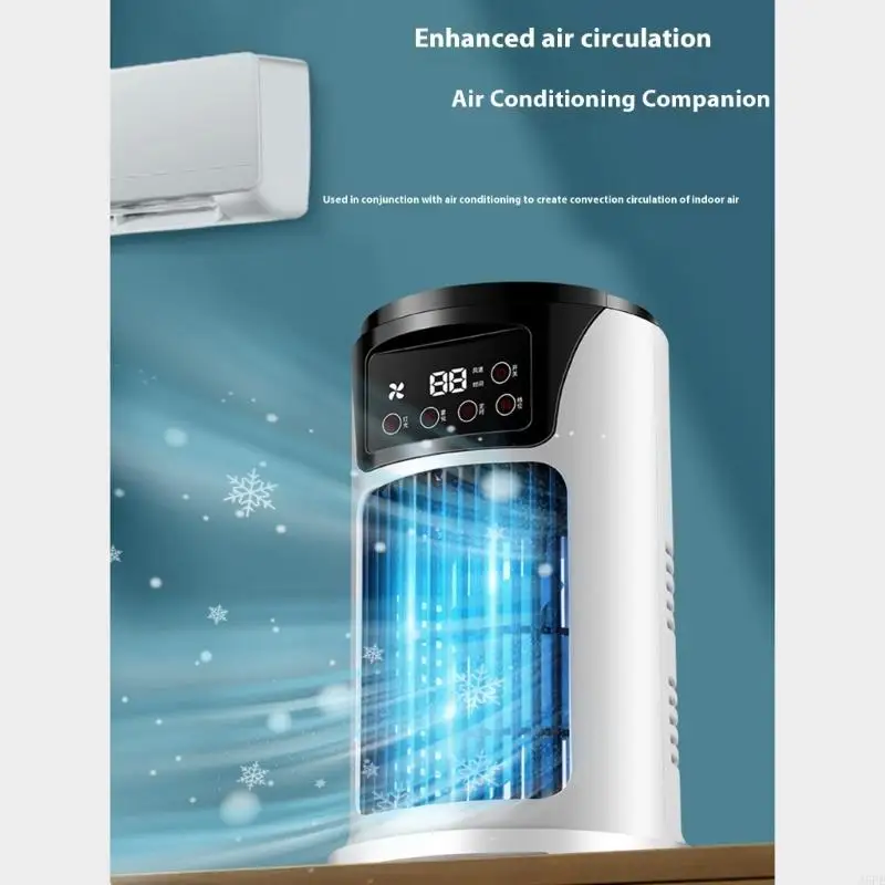 J6PE เครื่องปรับอากาศแบบพกพาพัดลมพัดลมพัดลมพัดลมที่มีไฟกลางคืน