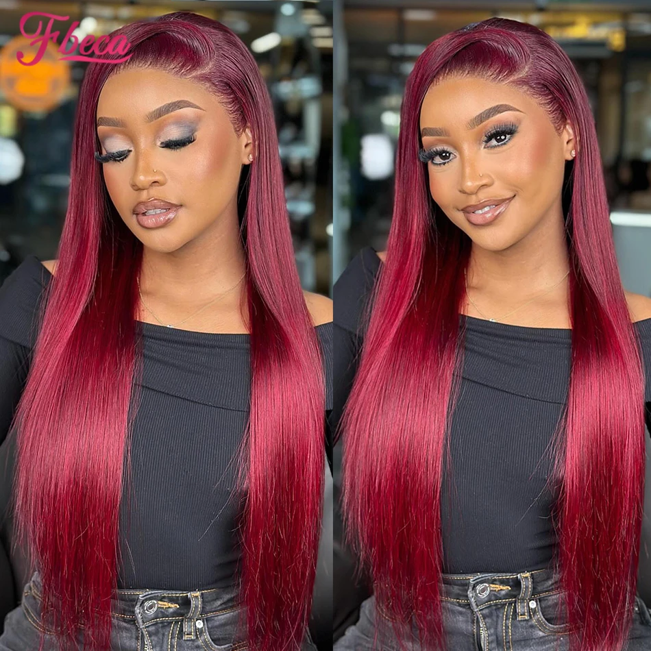 

99j Straight 13x4 HD Lace Front Wig Human Hair Pre Plucked Transparent HD Lace Frontal Wigs Brazilian Human Hair Wigs For Women