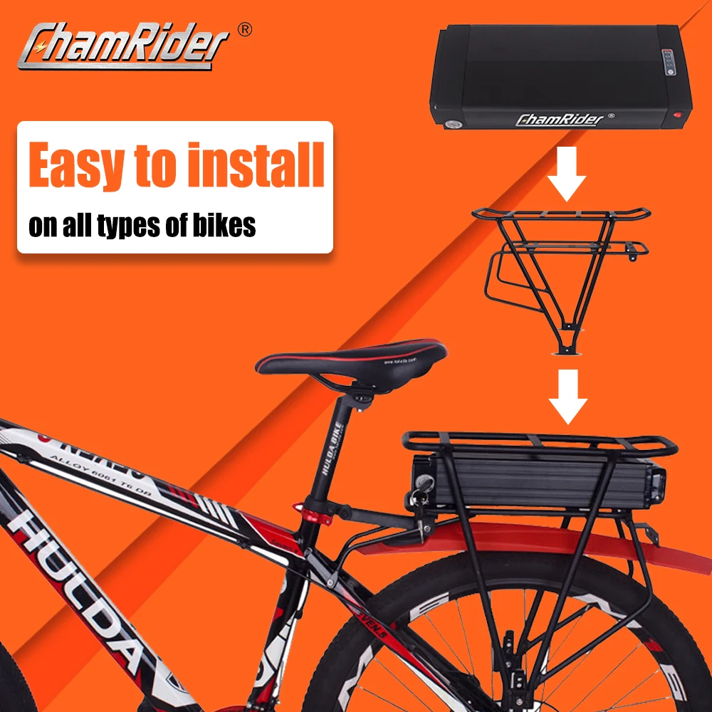 ChamRider Model A Rear Rack Battery 36V 52V EBike Battery 48V28.8AH 21700 Cell 50A BMS Lithium Battery Powerful Capacity