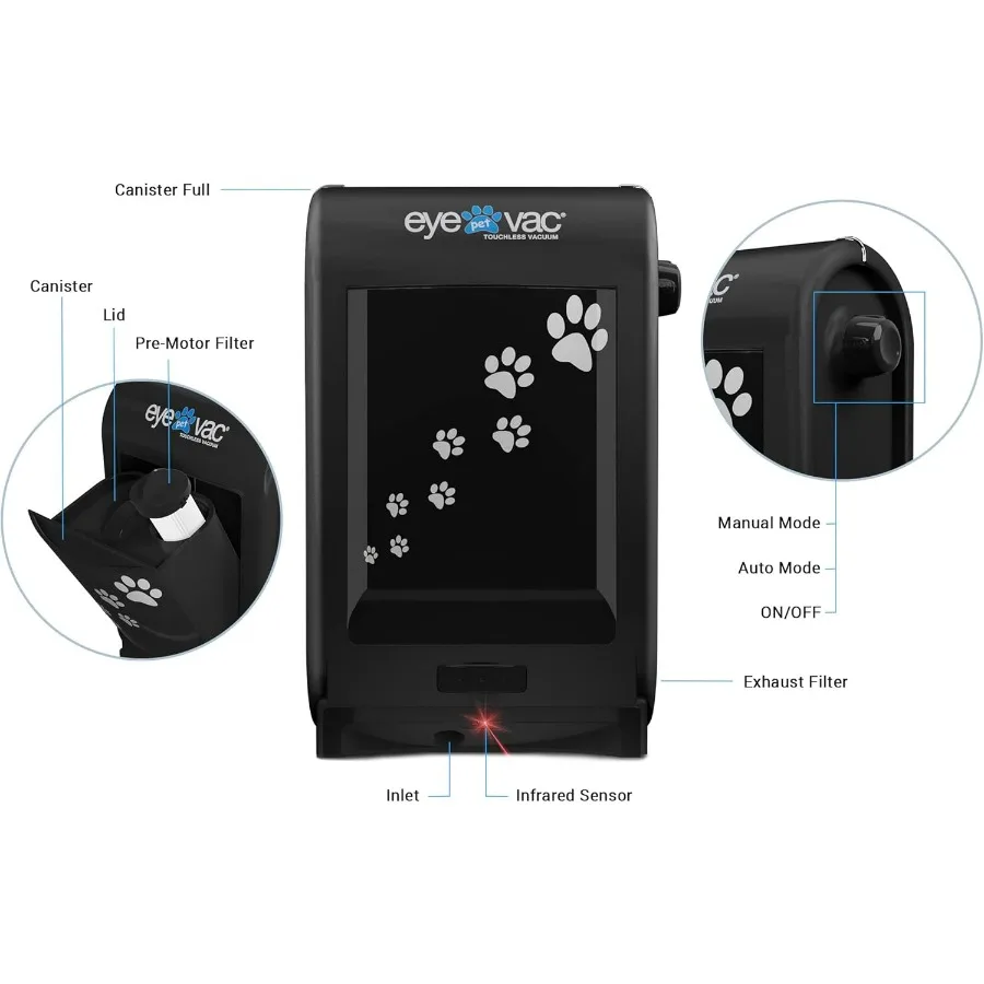 مجرفة أوتوماتيكية بدون لمس للحيوانات الأليفة من EyeVac - قوية للغاية - مثالية لكنس القطط والكلاب وشعر الحيوانات الأليفة والمطبخ والأوساخ - C #2