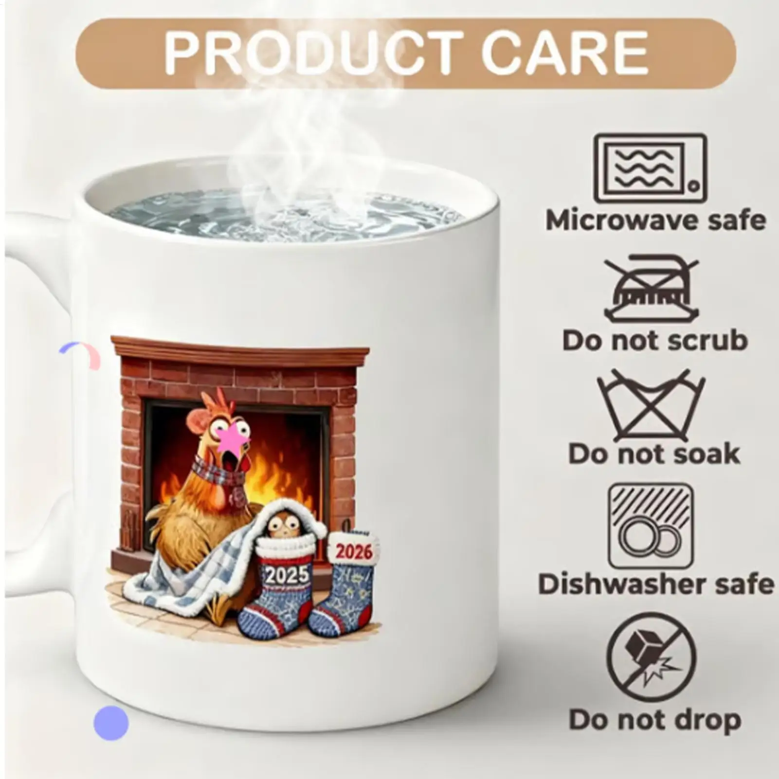 Christmas Coffee Mugs Chick Pattern Cartoon Cup Ceramic Christmas Coffee Cup for Men Youth Child Friend Mom Lady Kitchen Holiday