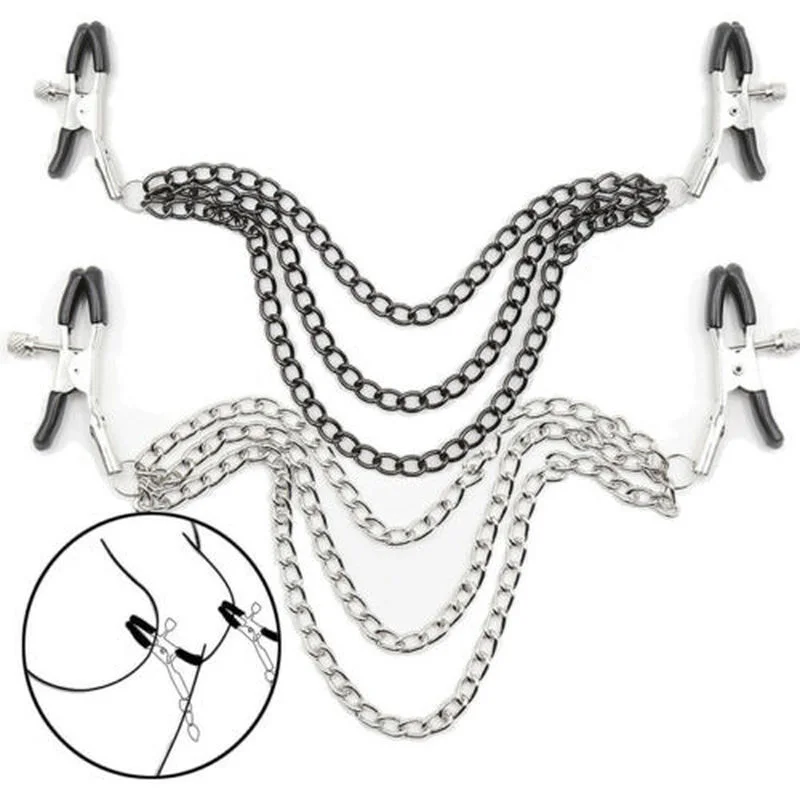 

Sexy Flirt Nipple Clamp Labia Breast Nipples Clamps with Chain Clips Stimulator SM Sex Toys for Couple Slave Breast Clips